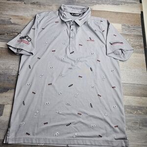 Travis Mathew Men's Large Gray Polo Shirt Dice Cards Vegas